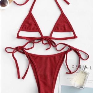 BNWT Zaful Ribbed Halter Cutout Bikini